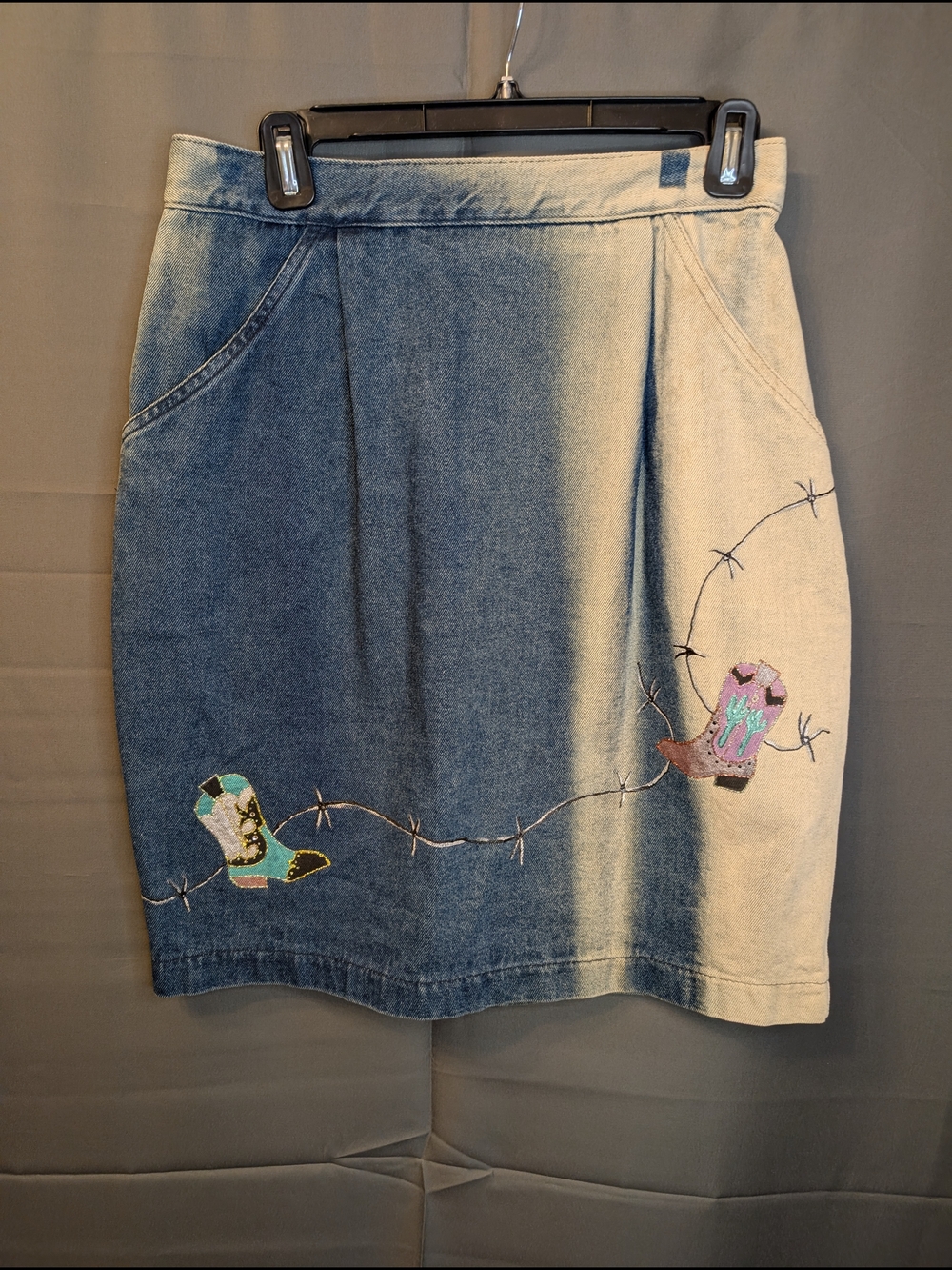 NOS Deadstock Vtg 80s WANTED by Beads Beautiful Hand Painted Skirt Med